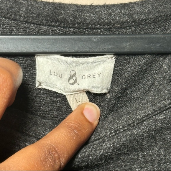 Lou & Grey Signaturesoft Charcoal Knit Open Back Long Sleeve Top Size Large - Picture 6 of 16